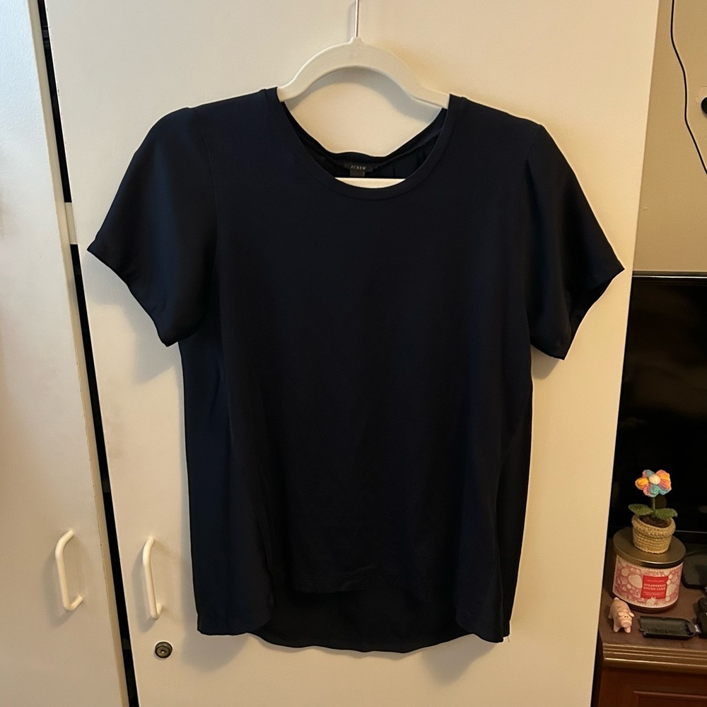 J.Crew Navy Mixed Media Tee